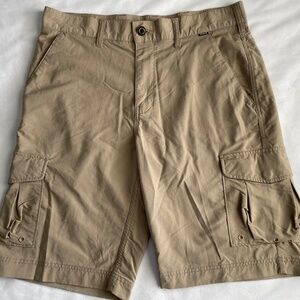 Hurley Nike Dri-Fit Mens Cargo Walking Shorts Stretch Size 32 Tan 6 Pockets